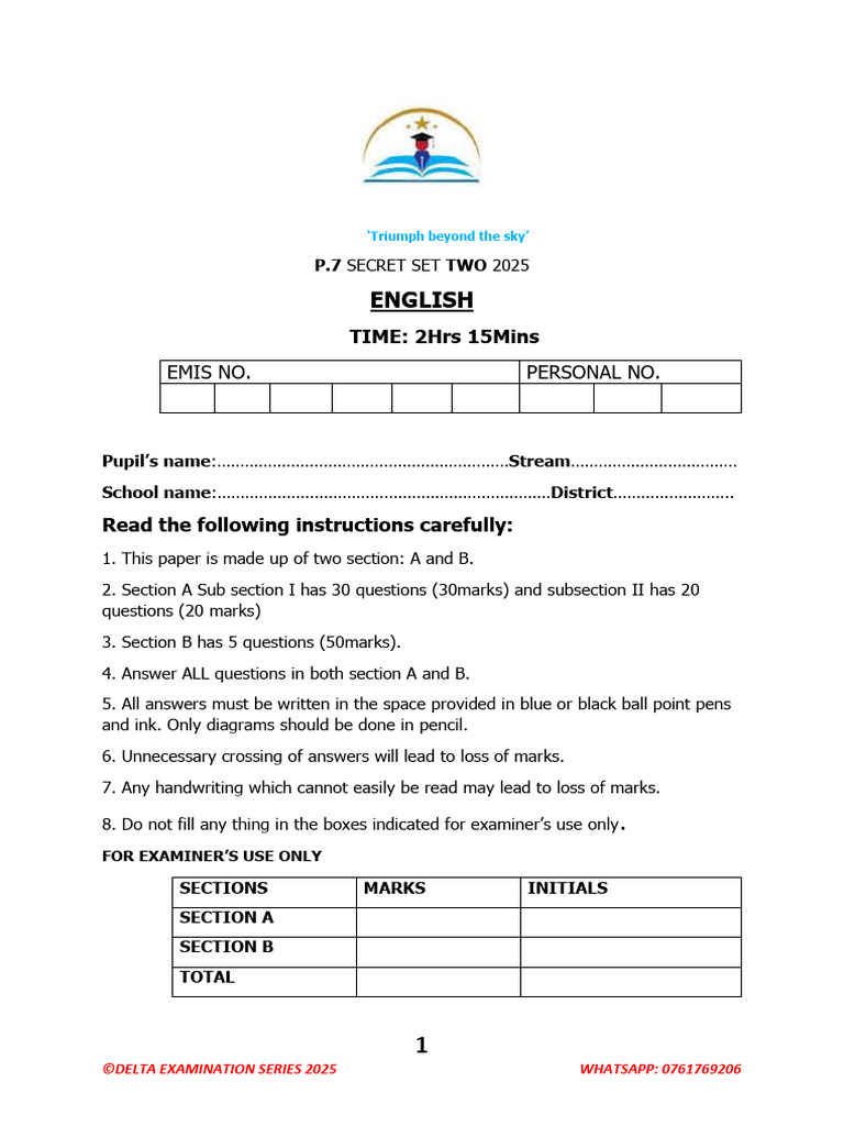 Delta Exam Series 2025 Guidelines | PDF
