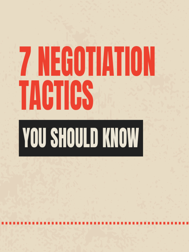 Essential Negotiation Tactics Guide | PDF