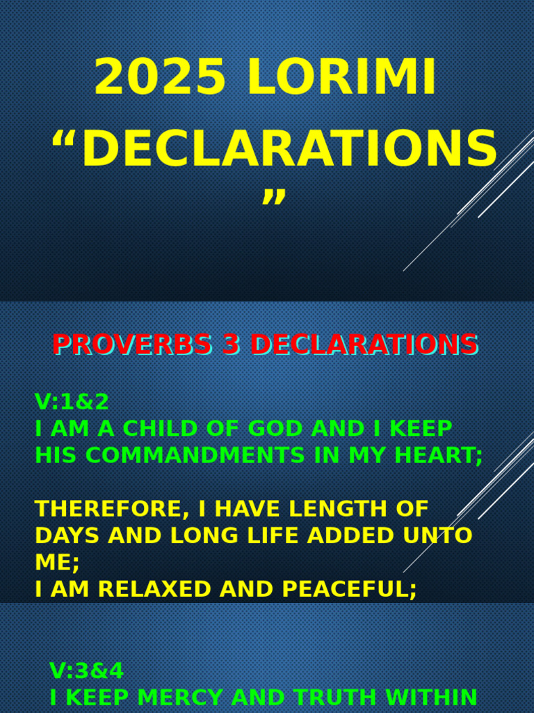 2025 Lorimi Declarations for Prosperity | PDF | Jesus | Logos ...