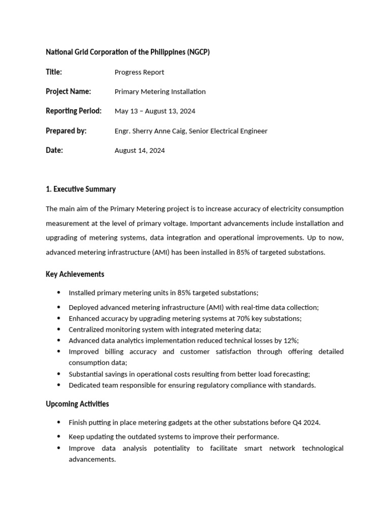 NGCP Primary Metering Project Update | PDF | Computer Security | Security