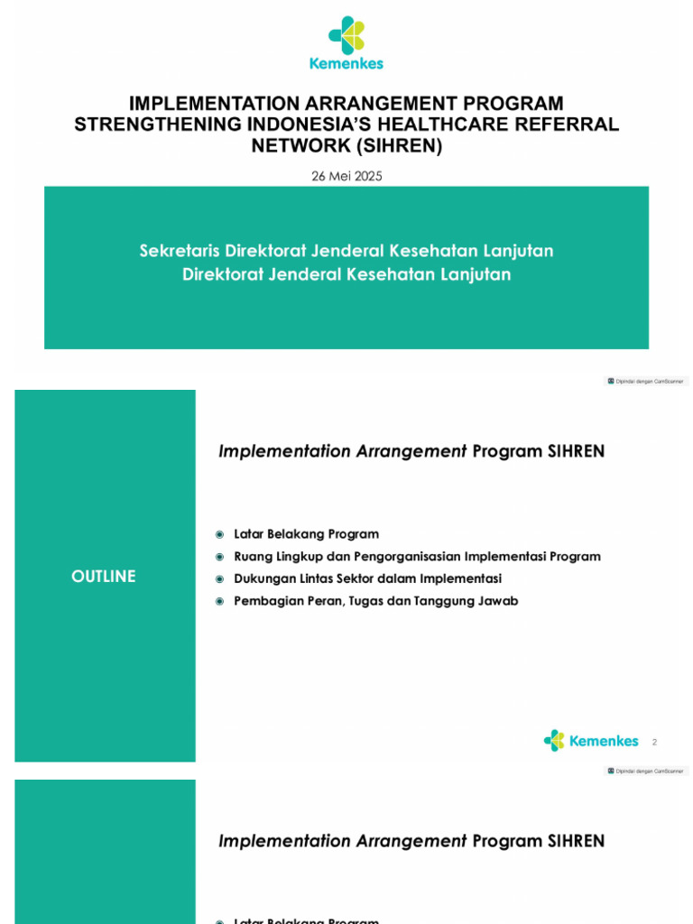 Set. Ditjen Keslan - Implementation Arrangement SIHREN 26 Mei | PDF