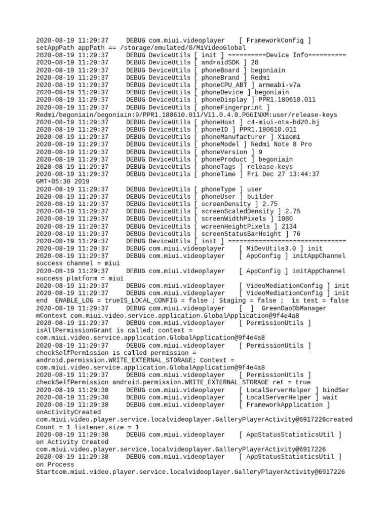 Xiaomi Redmi Note 8 Pro Debug Log | PDF | Databases | Data Management