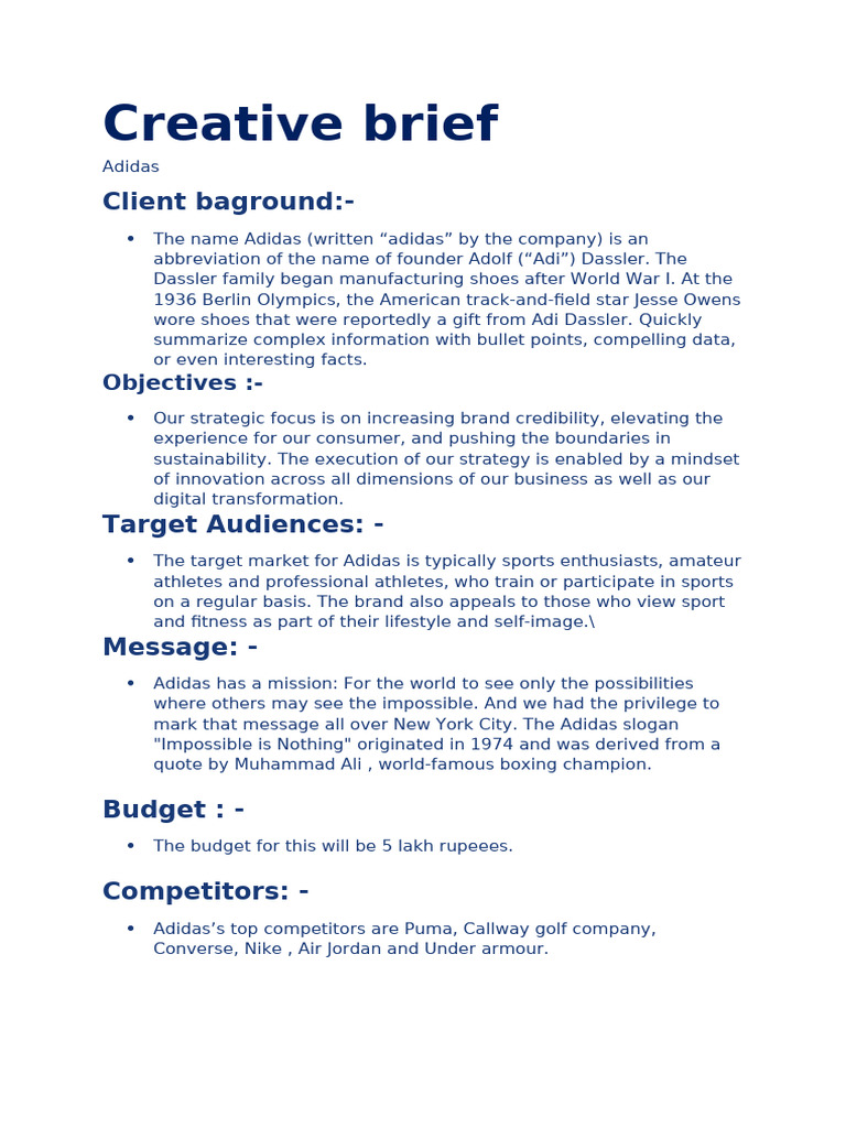 Creative Brief: Client Baground | PDF