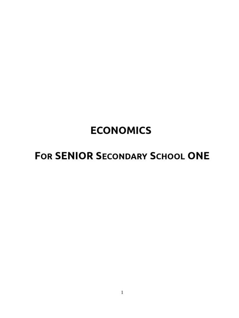 ECONOMICS SS1 HANDOUT PDF Economics Opportunity Cost