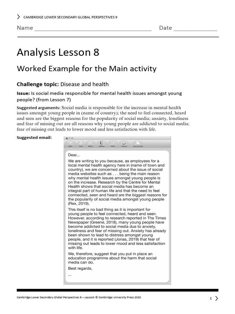 Analysis Lesson 8 Worked Example For The Main Activity | PDF