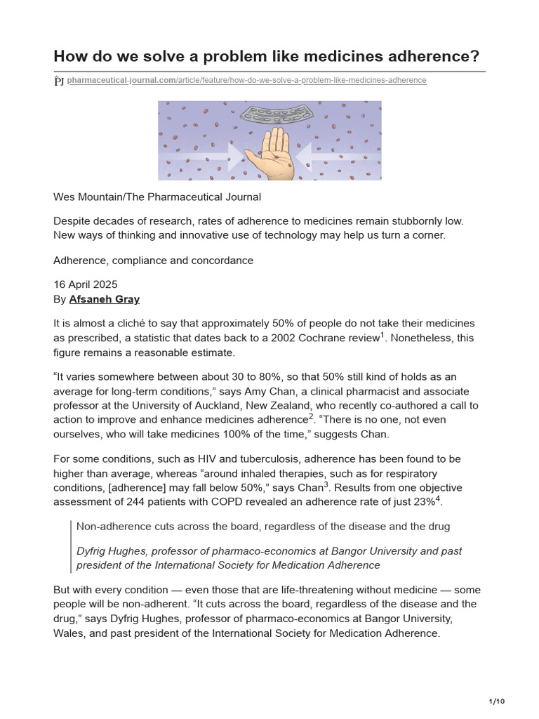 How Do We Solve A Problem Like Medicines Adherence | PDF | Medical ...