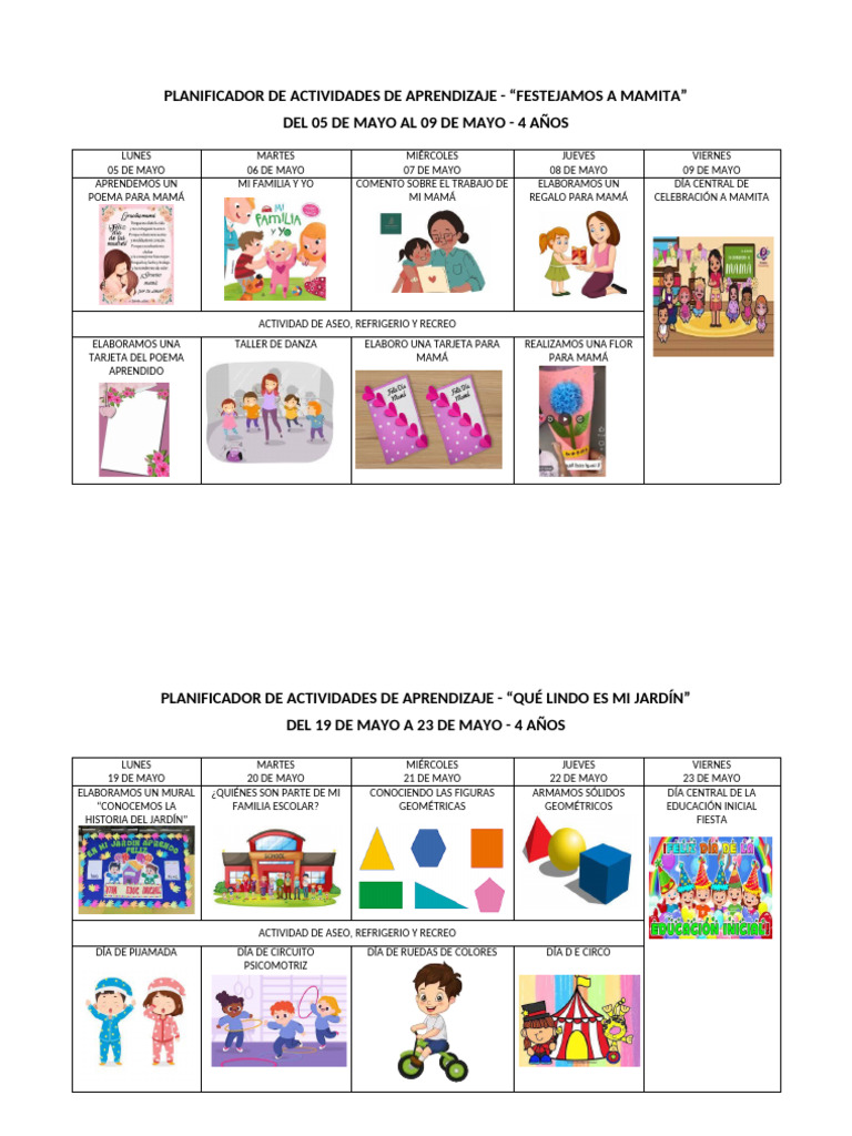 PLANIFICADOR DE ACTIVIDADES DE APRENDIZAJE MAYO | PDF | Biología ...