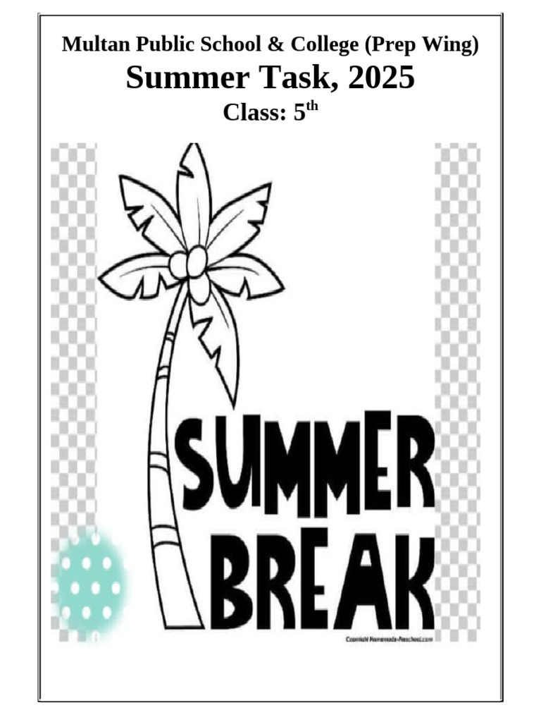 Summer Tasks for Grade 5 - 2025 | PDF