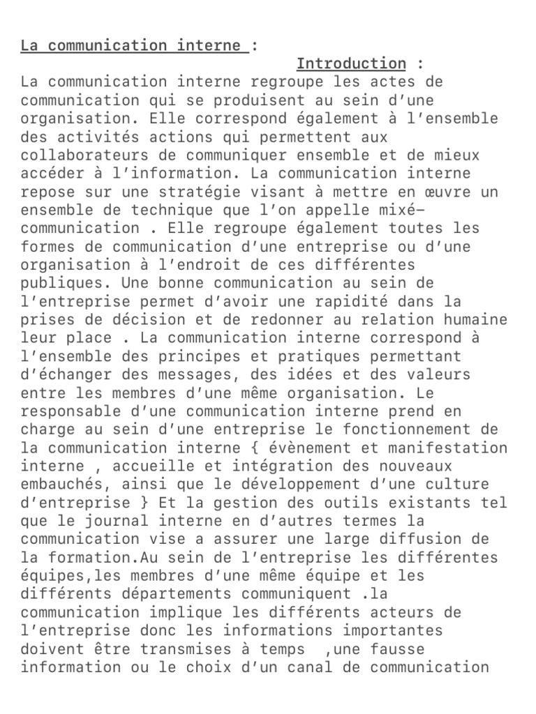 Importance de la communication interne | PDF | la communication | Business
