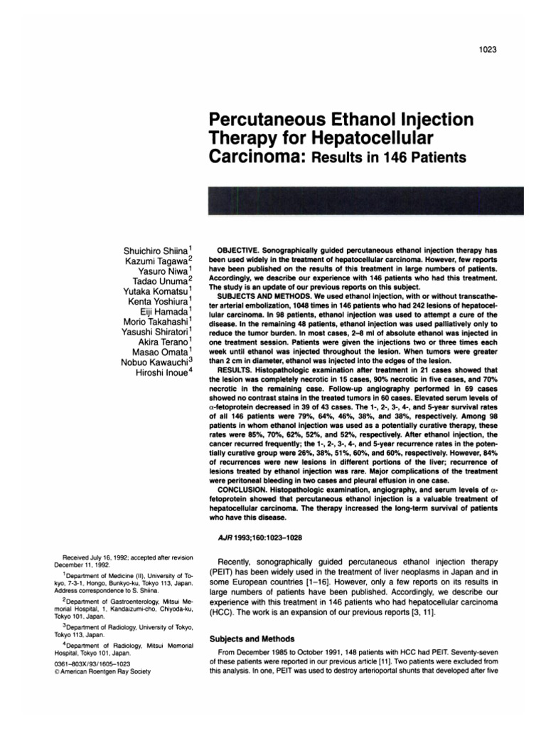 Niwa Et Al 2013 Percutaneous Ethanol Injection Therapy For ...