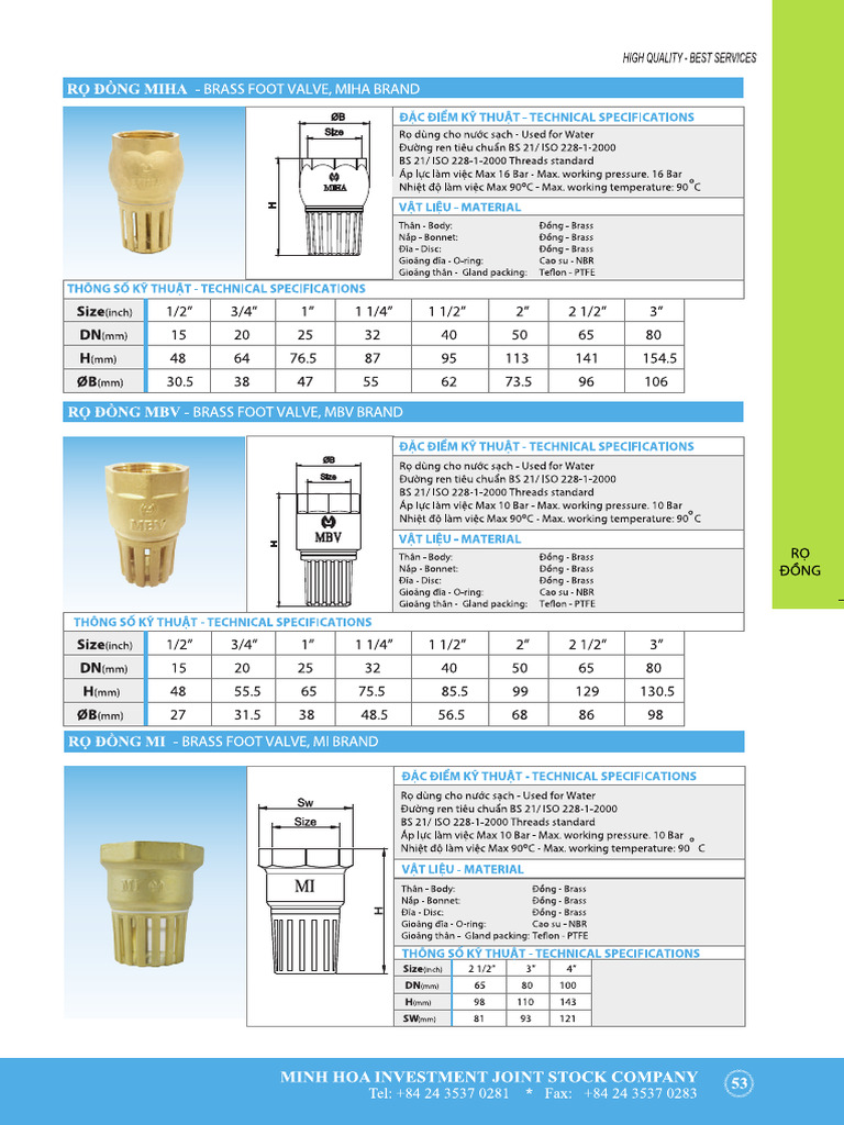 Brass Foot Valves List | PDF