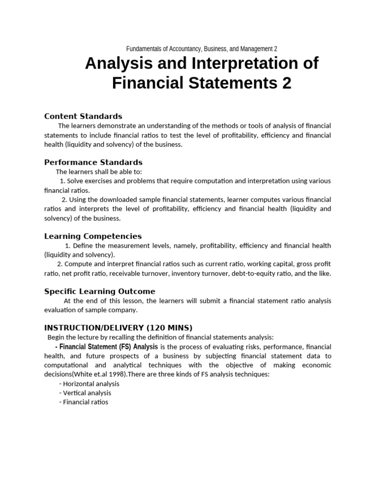 Financial Statement Ratio Analysis Guide | PDF | Equity (Finance) | Revenue