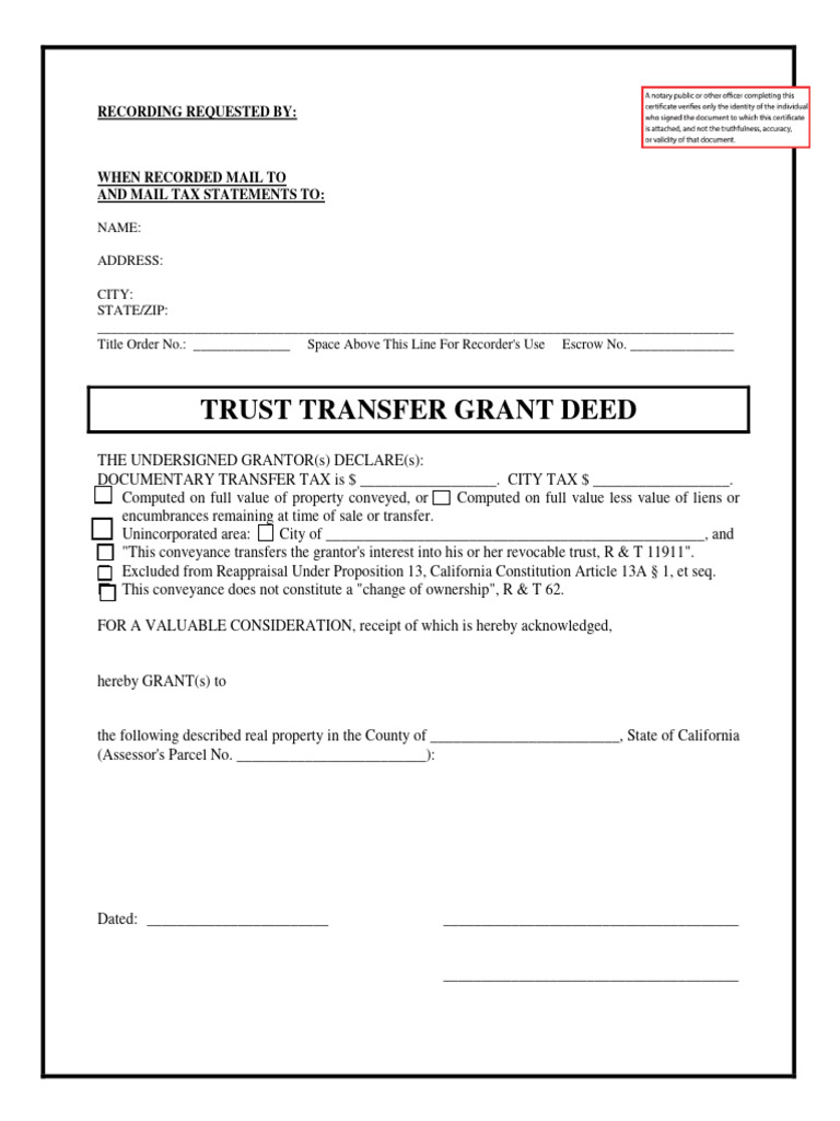 California Trust Transfer Grant Deed | PDF