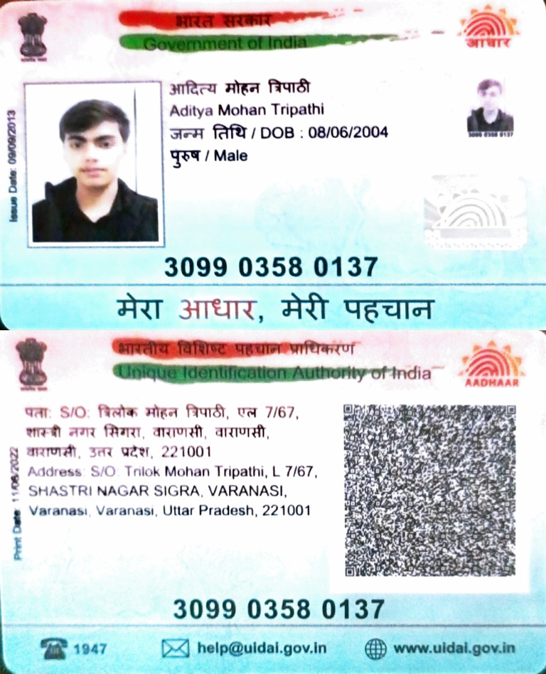 Aadhaar Card Details for Male User | PDF