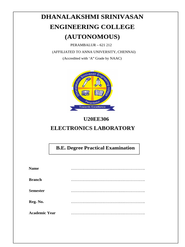 U20EE306 Lab Manual EEE | PDF | Rectifier | Field Effect Transistor