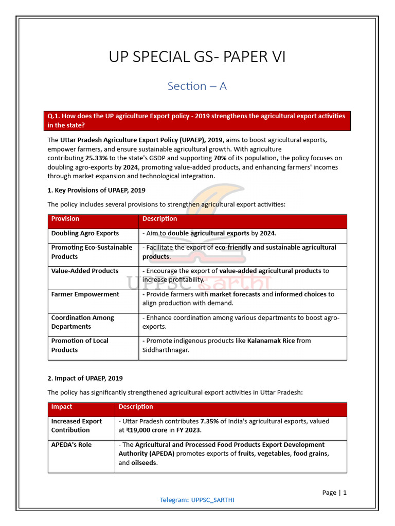 GS PAPER-VI UP Special Solved PYQs | PDF | Sustainability | Agriculture