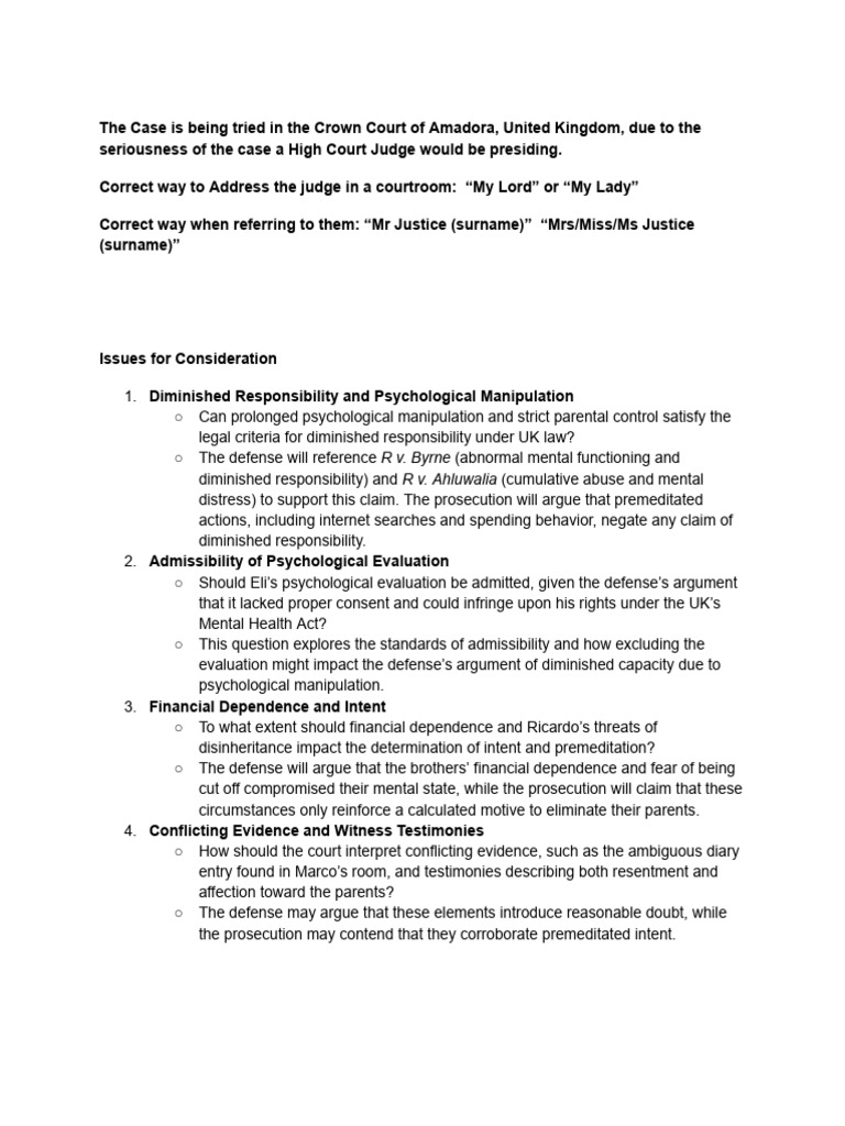 (Prosecution) Moot Problem Research | PDF | Intention | Murder
