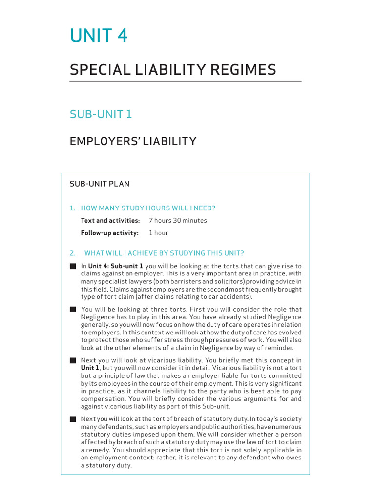 Tort Unit 4 Pdf Legal Liability Tort