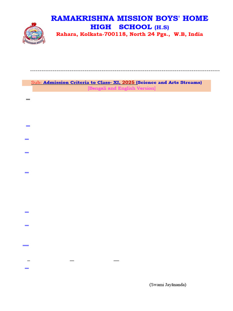 Class XI Admission Criteria 2025 | PDF | Educational Stages | Higher ...