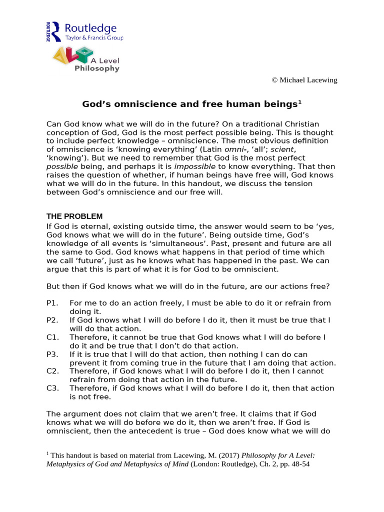 God's Omniscience vs. Human Free Will | PDF | Omniscience | Free Will