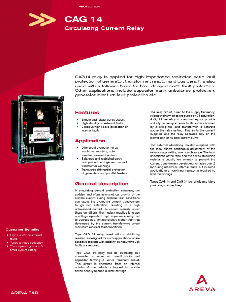 CAG 14 Relay Operation Manual | PDF | Relay | Transformer