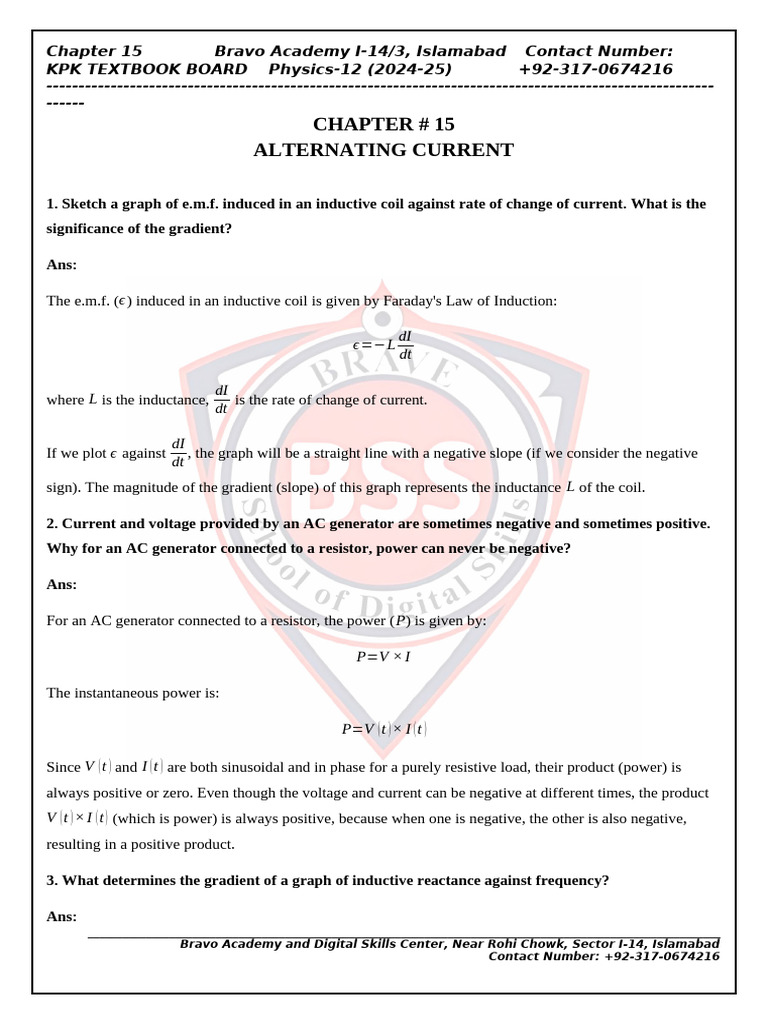 Alternating Current Concepts in Physics | PDF | Electrocardiography ...