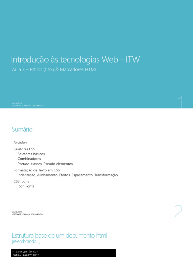 Aula 3 - CSS | PDF | Html | Elemento HTML
