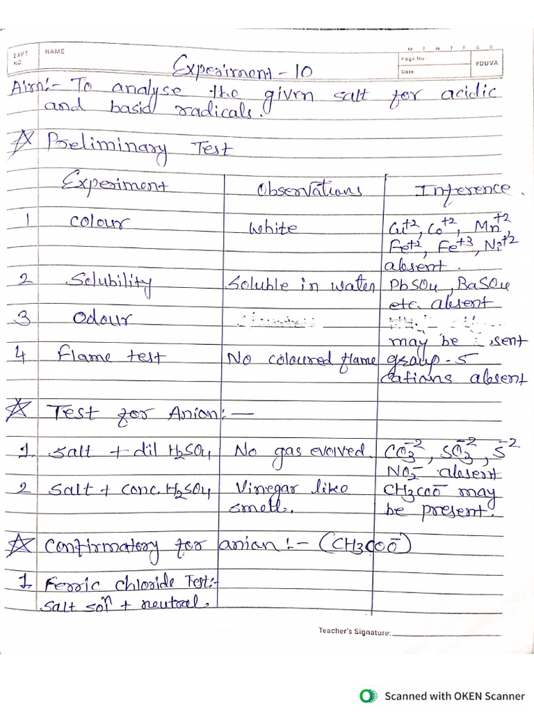 Experiment 6 - Class 11 | PDF