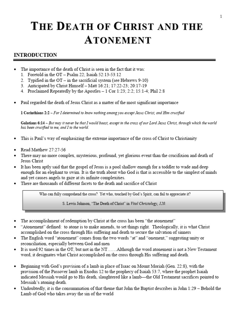 Class 7 The Atonement Part 1 PDF Sacrifice Jesus