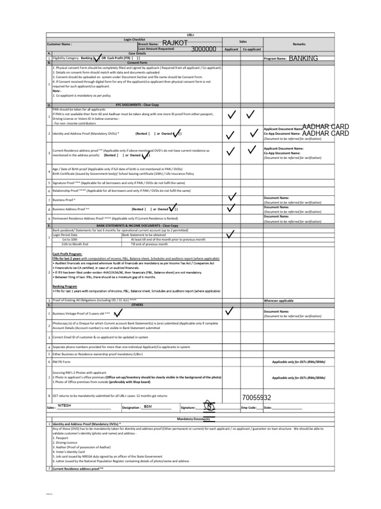 Loan Application Document Checklist | PDF | Identity Document | Banks