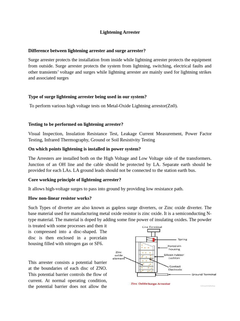 Lightning Arrester Testing Procedures | PDF | Insulator (Electricity ...