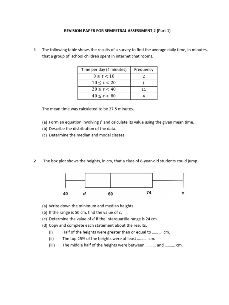 9E Revision Paper For Semestral Assessment 2 Part 1 1 | PDF