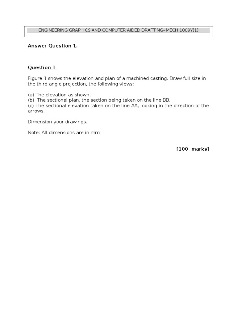 Answer Question 1.: Engineering Graphics and Computer Aided Drafting ...