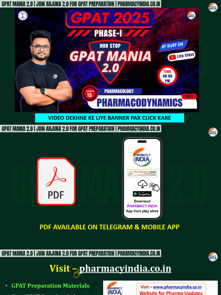 GPAT Pharmacology Study Guide | PDF | Liposome | Injection (Medicine)