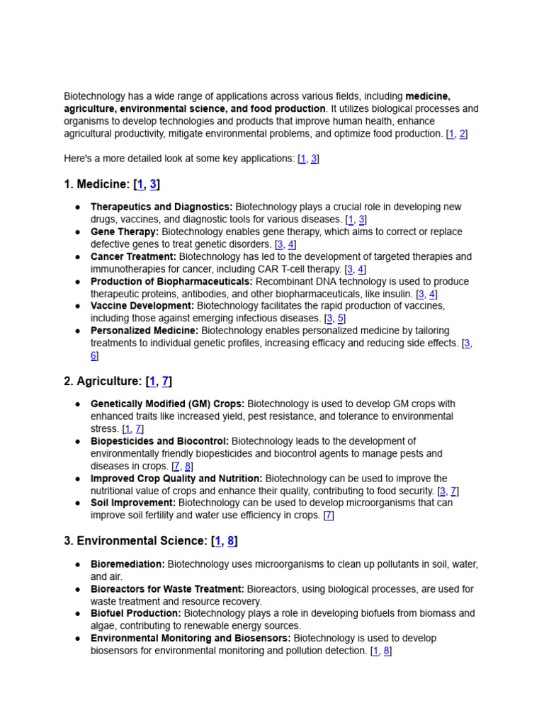 Biotechnology Applications | PDF | Biotechnology | Genetic Engineering
