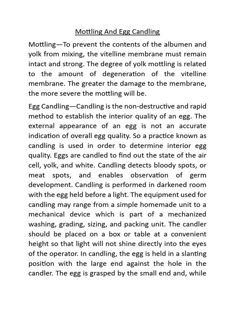 Egg Mottling and Candling Techniques | PDF | Egg | Yolk