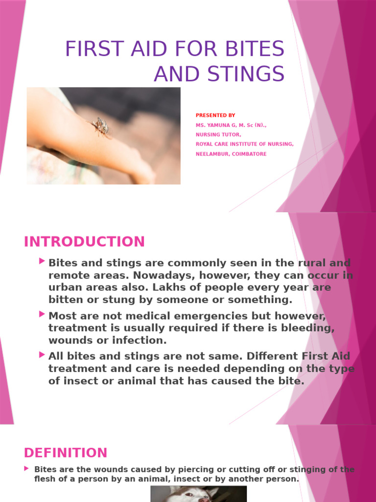 First Aid for Bites and Stings Guide | PDF