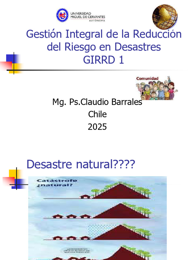 Gestión Integral del Riesgo en Desastres | PDF | Desastres naturales ...