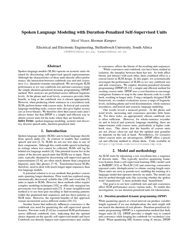 Spoken Language Modeling With Duration-Penalized Self-Supervised Units ...