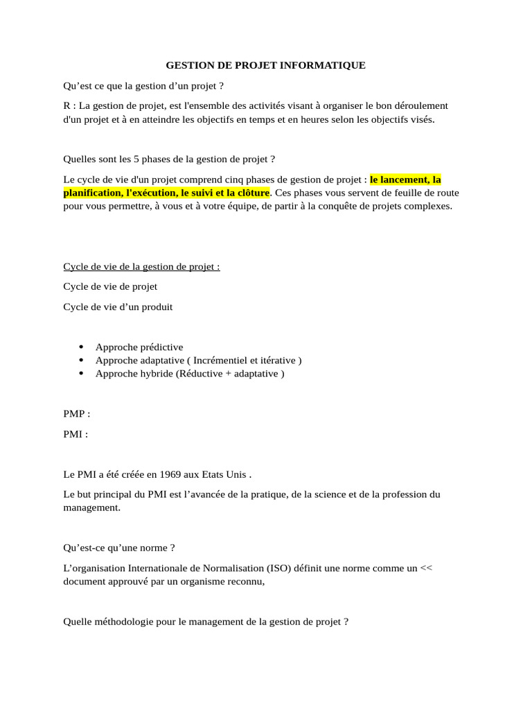 Guide complet sur la gestion de projet | PDF | Gestion de projet ...