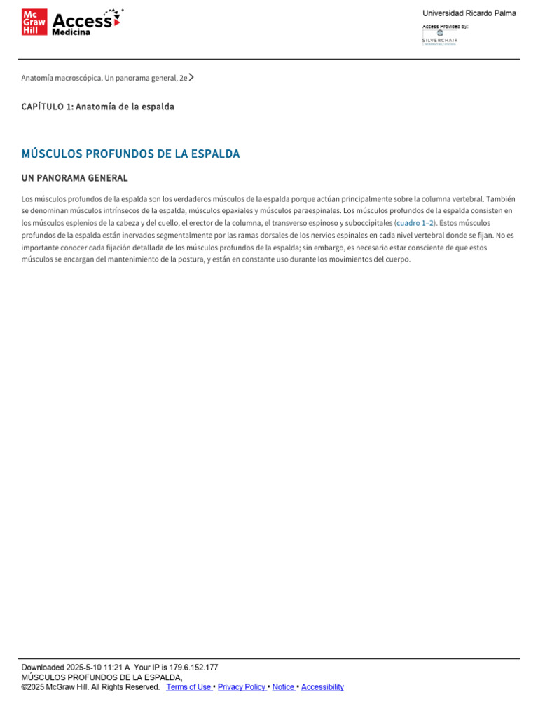 Músculos Profundos de La Espalda | PDF | Vértebra | La columna vertebral