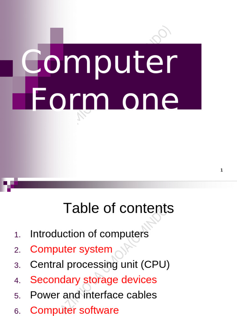 form-1 COMPUTER NOTES--all-chapters | PDF | Computer Keyboard ...