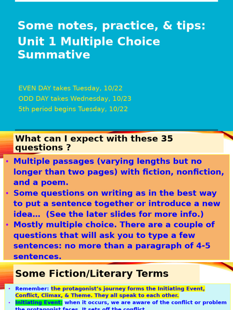 Shared Student Slides For The Unit 1 MC Summative | PDF | Question