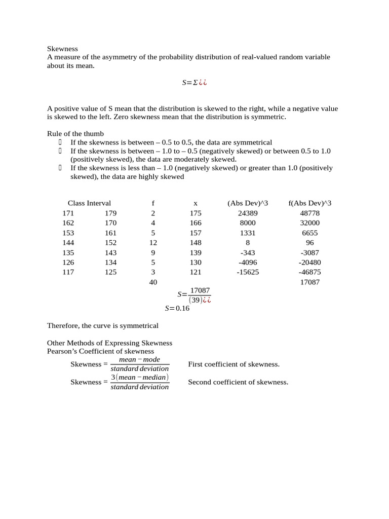 Understanding Skewness and Kurtosis | PDF | Skewness | Descriptive ...