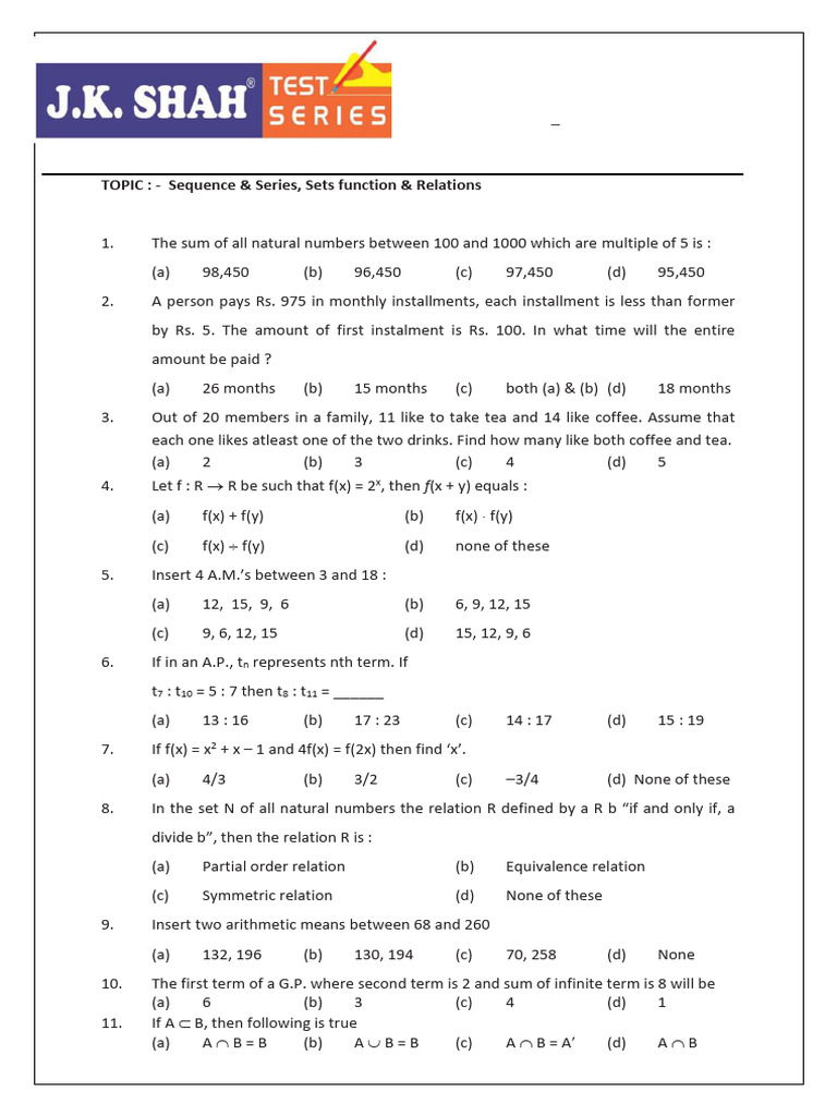 CA Foundation Business Mathematics Test | PDF | Mean | Mathematics