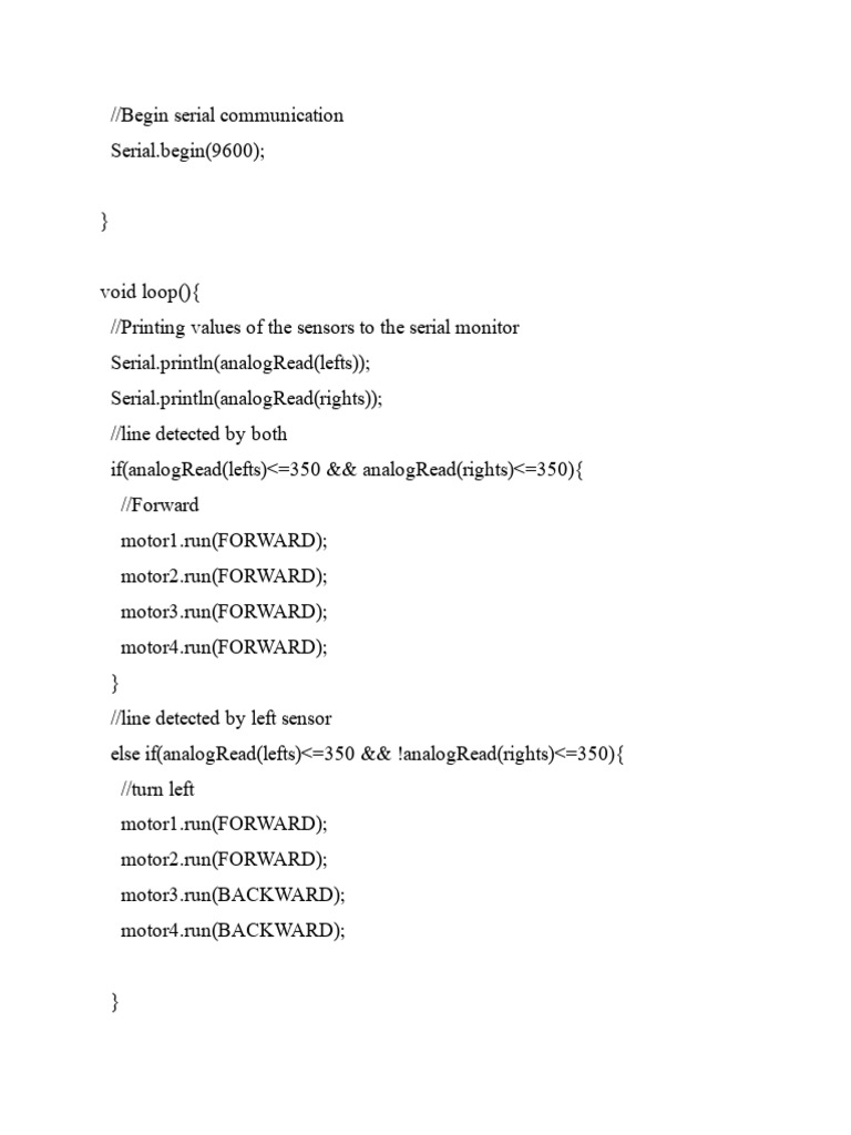 Arduino Line Following Robot Code | PDF