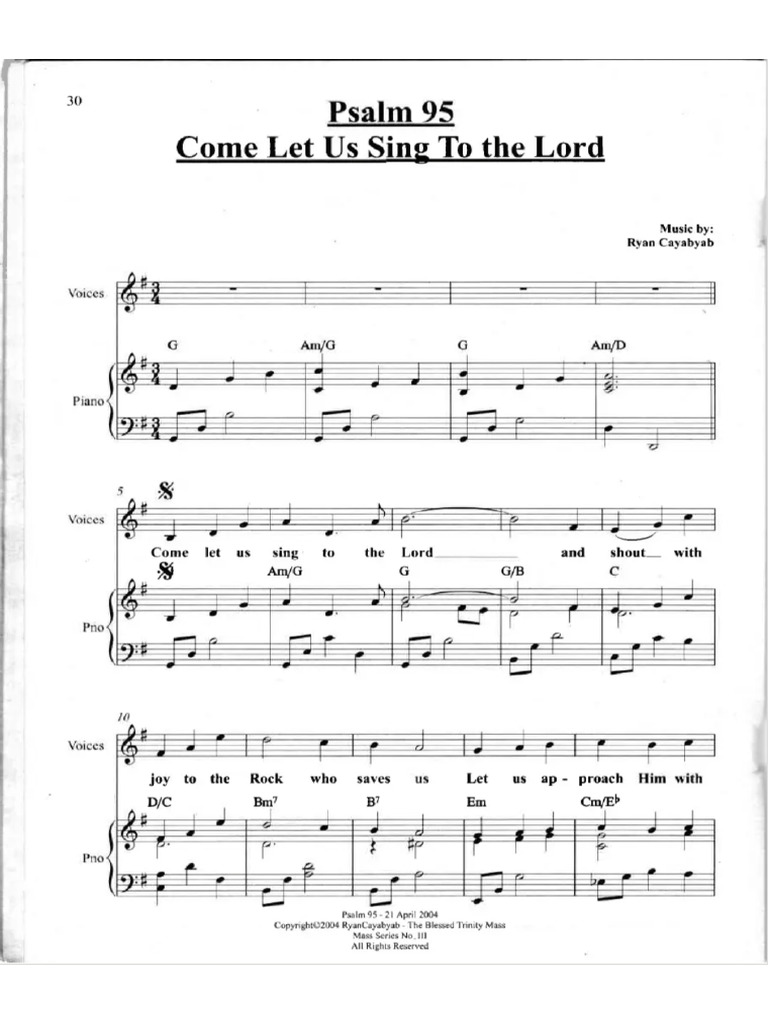 Come Let Us Sing To The Lord (Psalm 95) Cayabyab | PDF