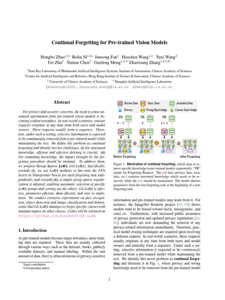 Continual Forgetting For Pre-Trained Vision Models | PDF | Machine ...