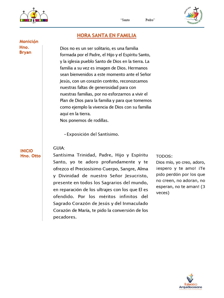 Hora Santa Familiar 2025 en Sumpango | PDF | María, madre de Jesús ...