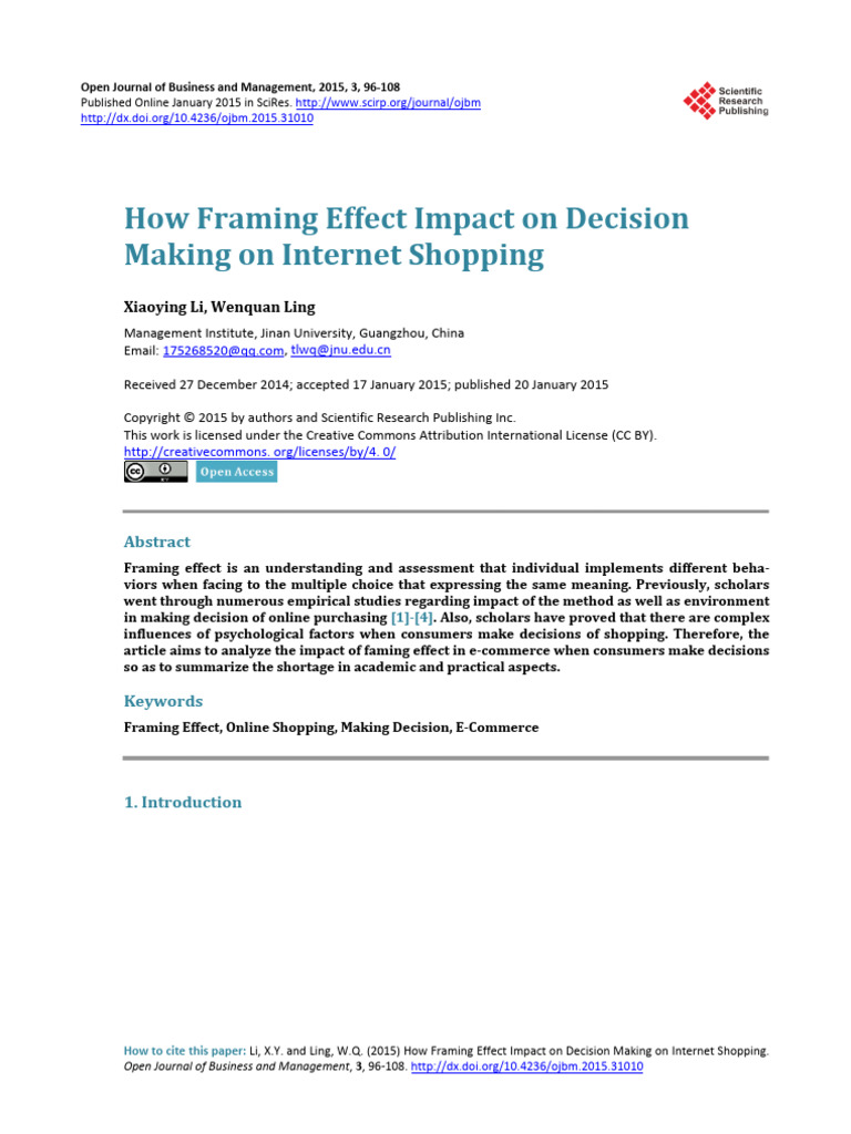 Ojbm 2015012016143692 | PDF | Framing (Social Sciences) | Decision Making